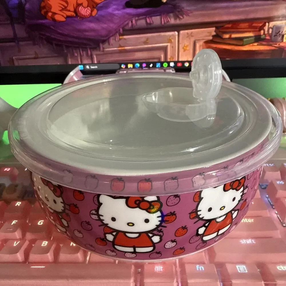 Sanrio Hello Kitty Ceramic Food Storage Bowls Set Lid Strawberry S M L 2023 READ